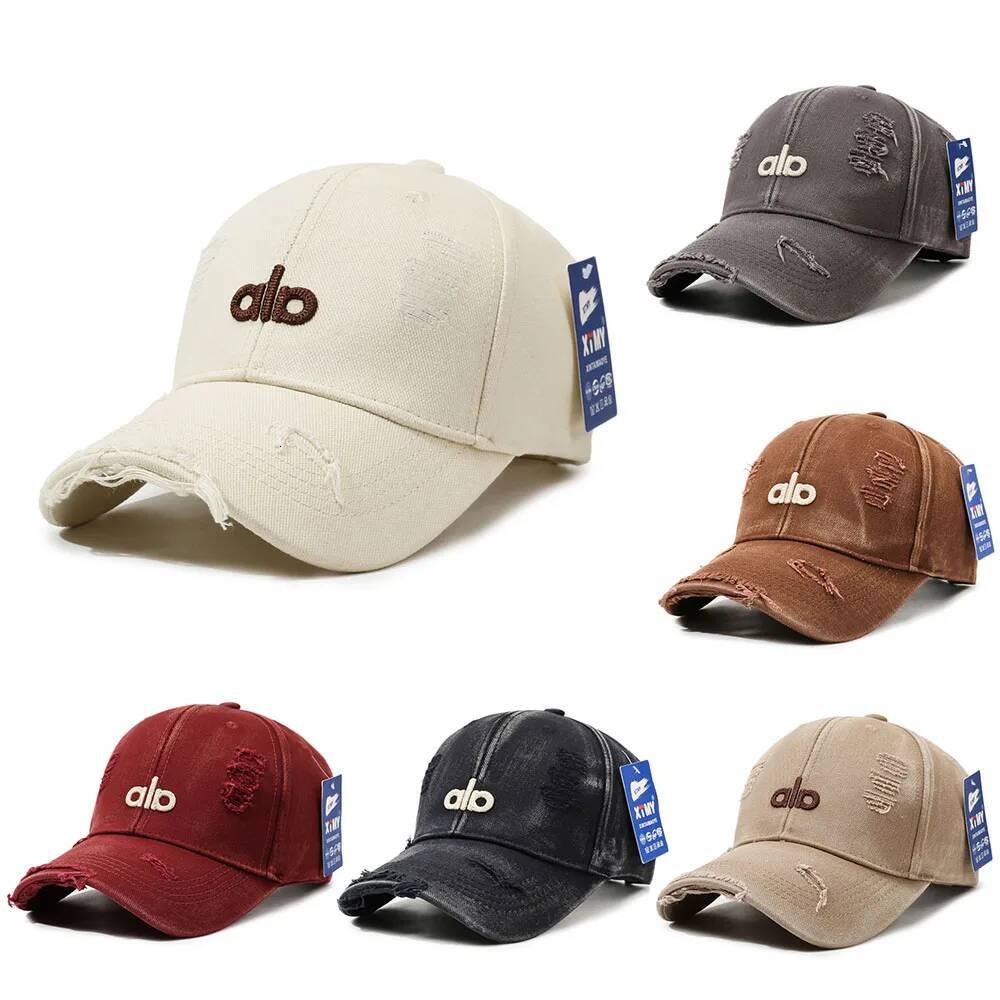 Vintage American-style distressed denim baseball cap with embroidered letters, adjustable, short brim, unisex, casual for outdoo 26Y0722 - view 3