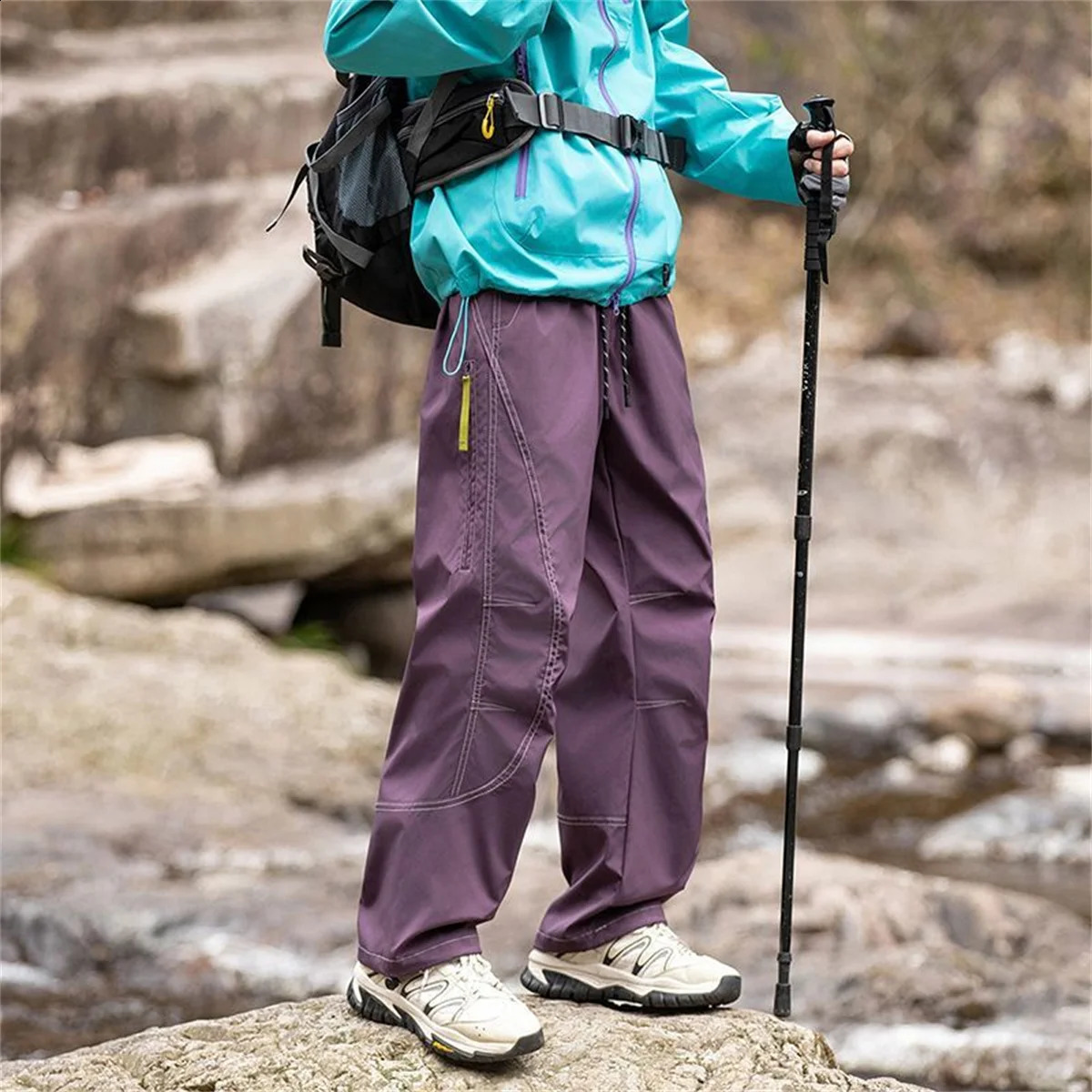 Summer Hiking Pant Autumn Outdoor Sports Waterproof Paratrooper Pants Elastic Waist Camping Trousers Solid Cycling Fishing Pants 260721 - view 7