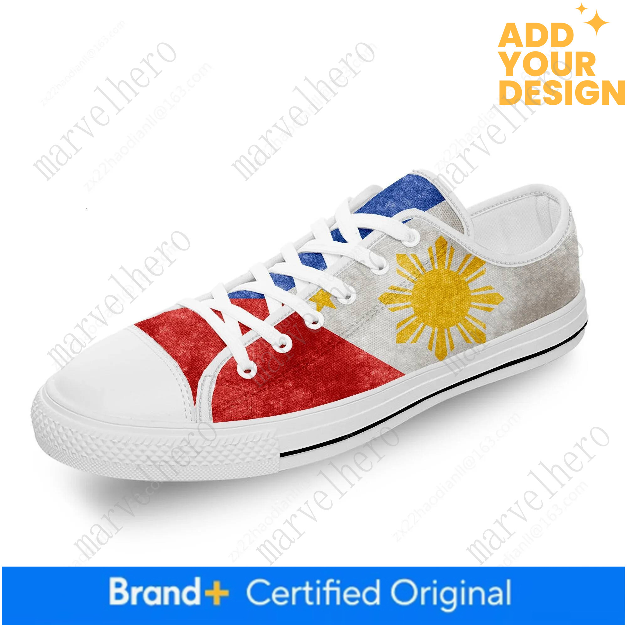 Philippines Flag Popular White Cloth Fashion 3D Print Low Top Canvas Shoes Men Women Lightweight Breathable Sneakers - view 3