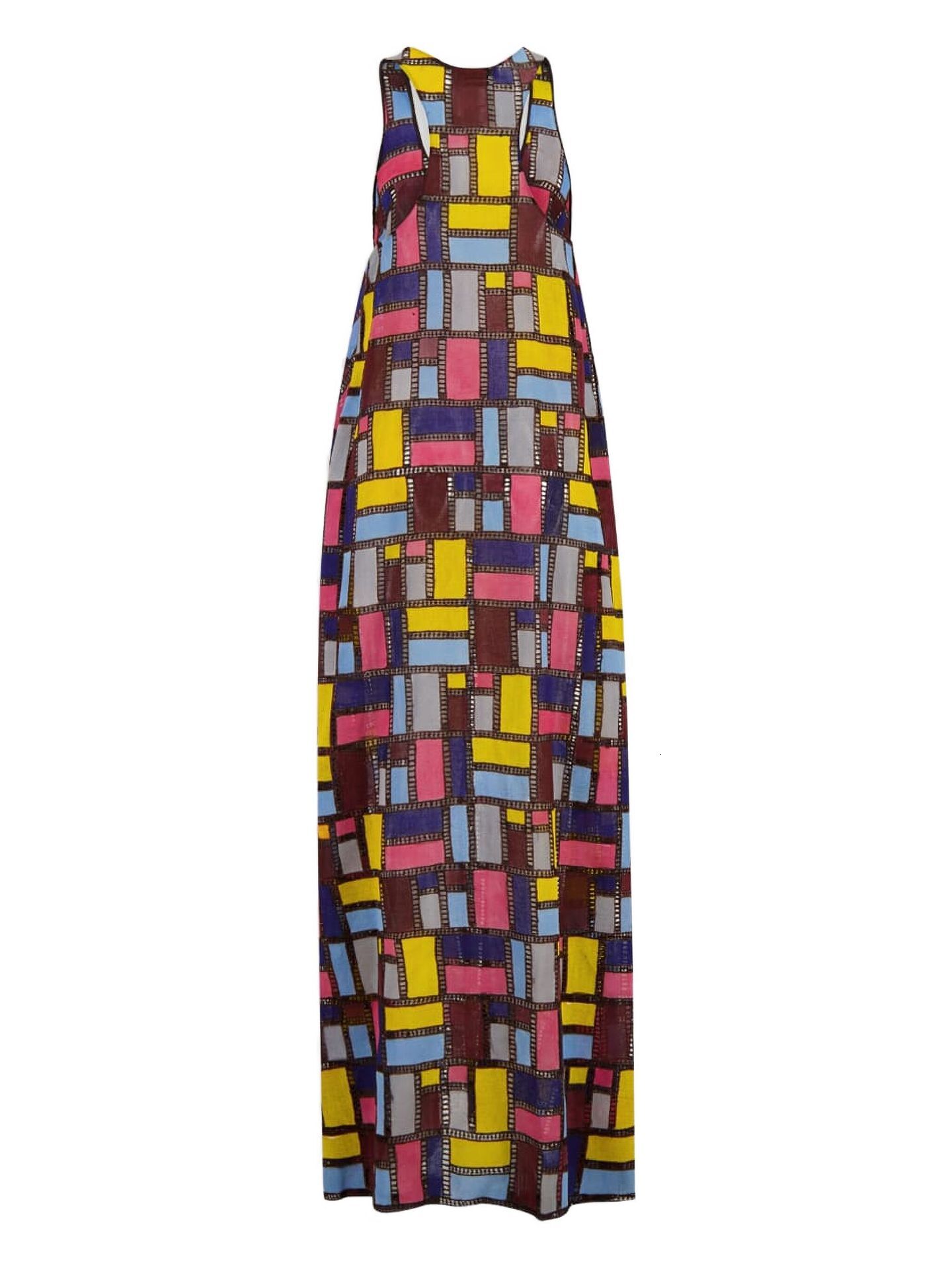 New European and American style cross - border elegant and trendy sleeveless fashion long dress with colorful print and loose fit for women - view 6