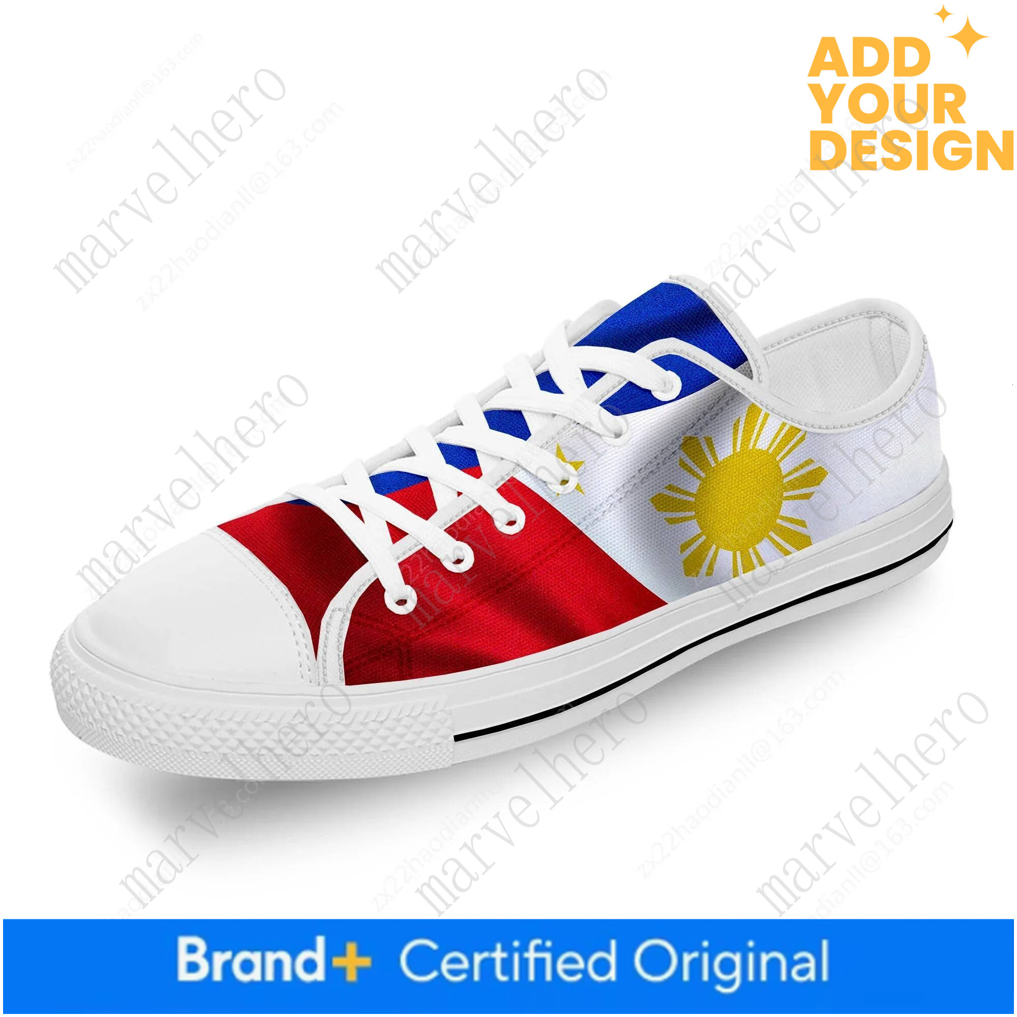 Philippines Flag Popular White Cloth Fashion 3D Print Low Top Canvas Shoes Men Women Lightweight Breathable Sneakers - view 4