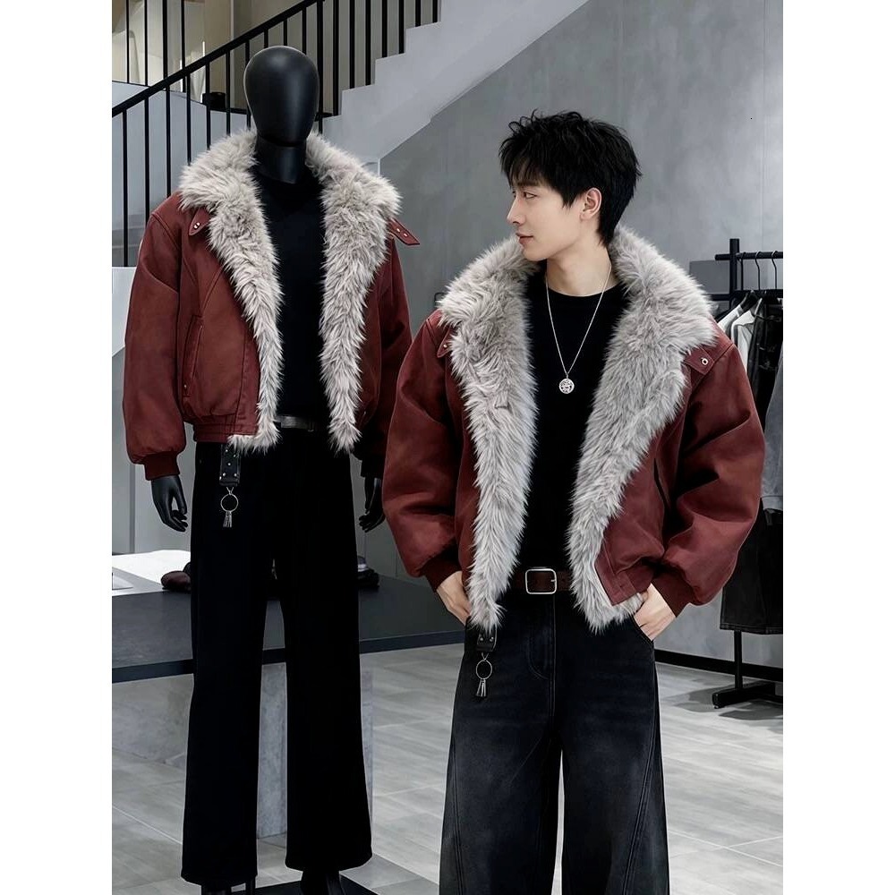 Lamb Wool Jacket For Men, New 2026 Model, Thickened And Fleece-Lined Hooded Coat, Winter Wear, Couple's Cotton Coat - view 6