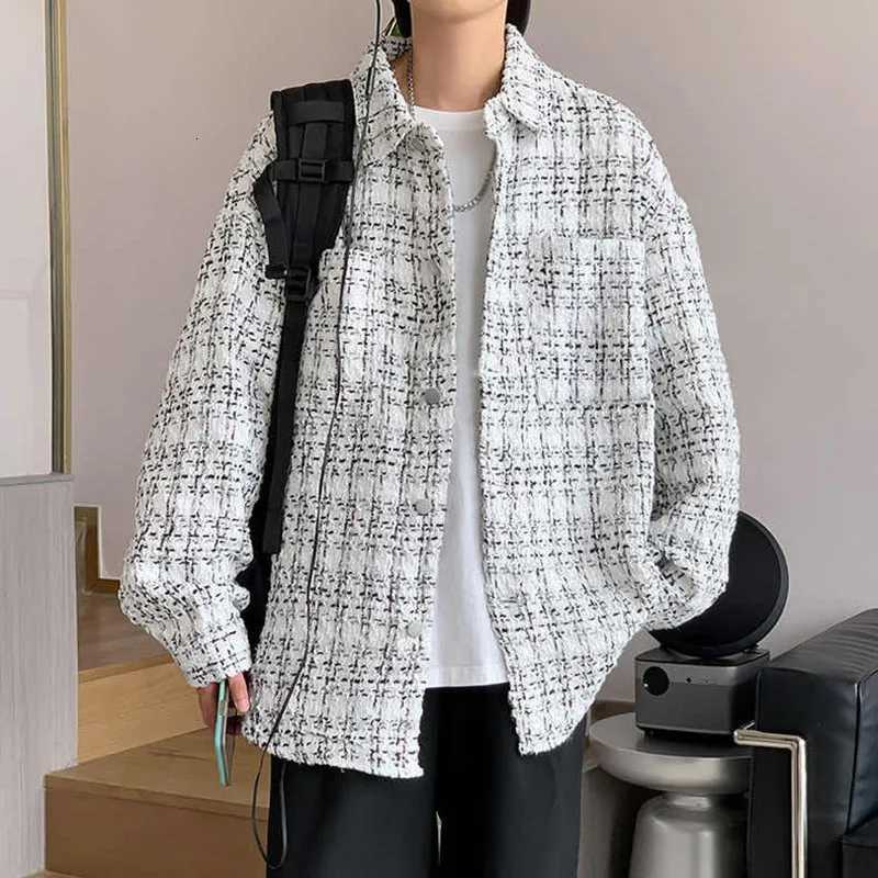 Woolen Mens Spring/Autumn/Winter Tweed Slim Fit Collarless Jacket with Color Blocking Design for a Youthful LookT260722 - view 3