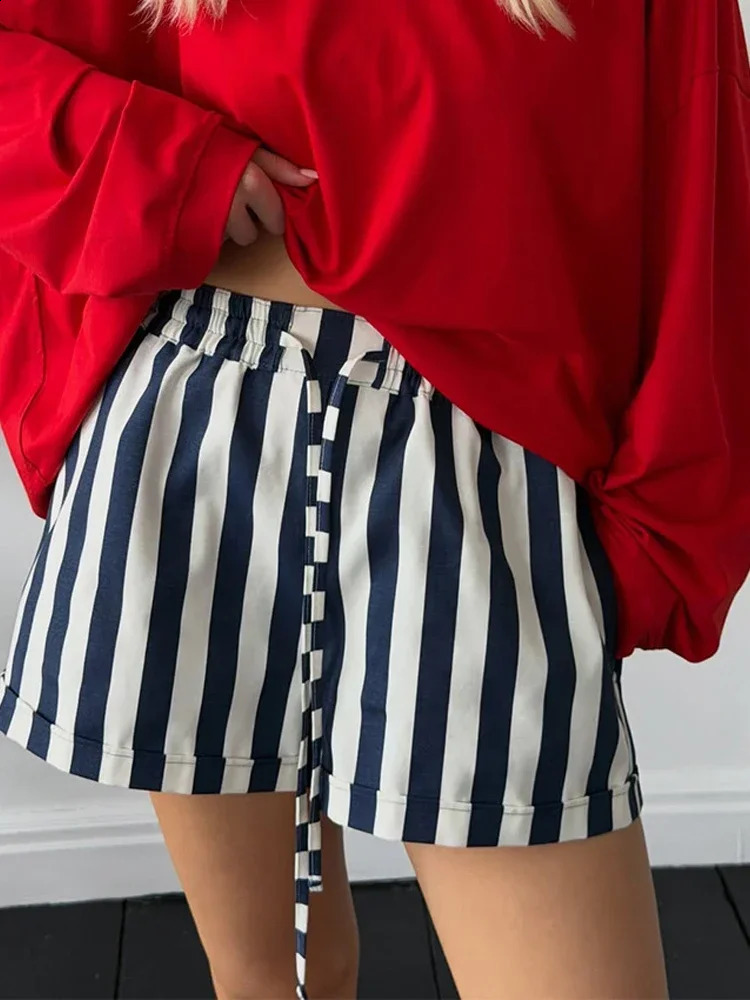 Casual Striped Balloon Pants Women Linen Elastic Waist Wide Leg Loose Fit Long Trousers 2026 Summer Lady Daily Street Wears 260722BJ
