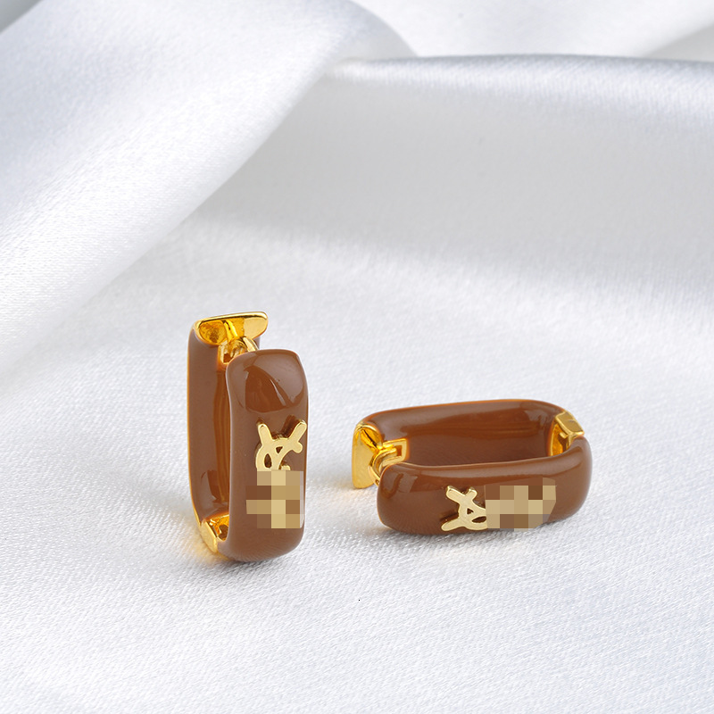 Enamel U-Shaped High-End Vintage Light Luxury Niche Designer Style Hoop Earrings, - view 4