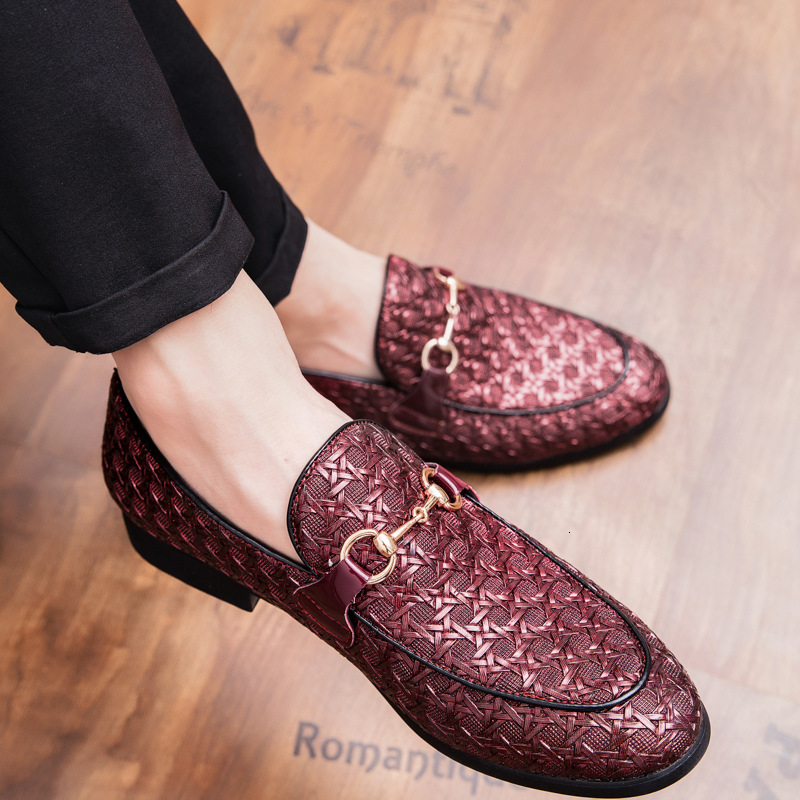 Embossed Texture Horsebit Loafers Slip On Round Toe Flat Dress Shoes Three Colors Black White Wine Red Vintage Business Casual Daily Walking Women Foo - view 5