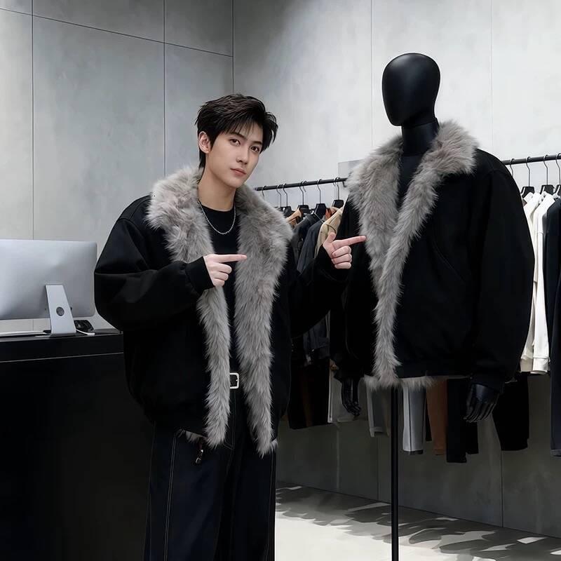 Lamb Wool Jacket For Men, New 2026 Model, Thickened And Fleece-Lined Hooded Coat, Winter Wear, Couple's Cotton Coat - view 3