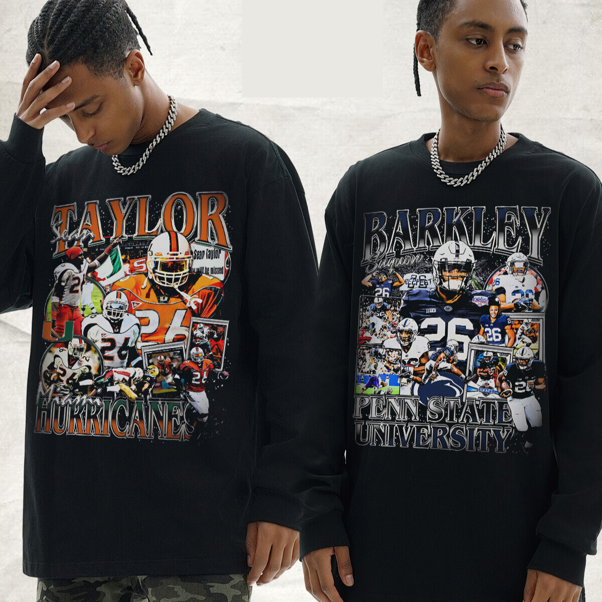 American Football Cartoon player American Retro Print Long Short Sleeve T-Shirt Men Heavy Washed Vintage Pure Cotton Small Neckline Tee - view 6