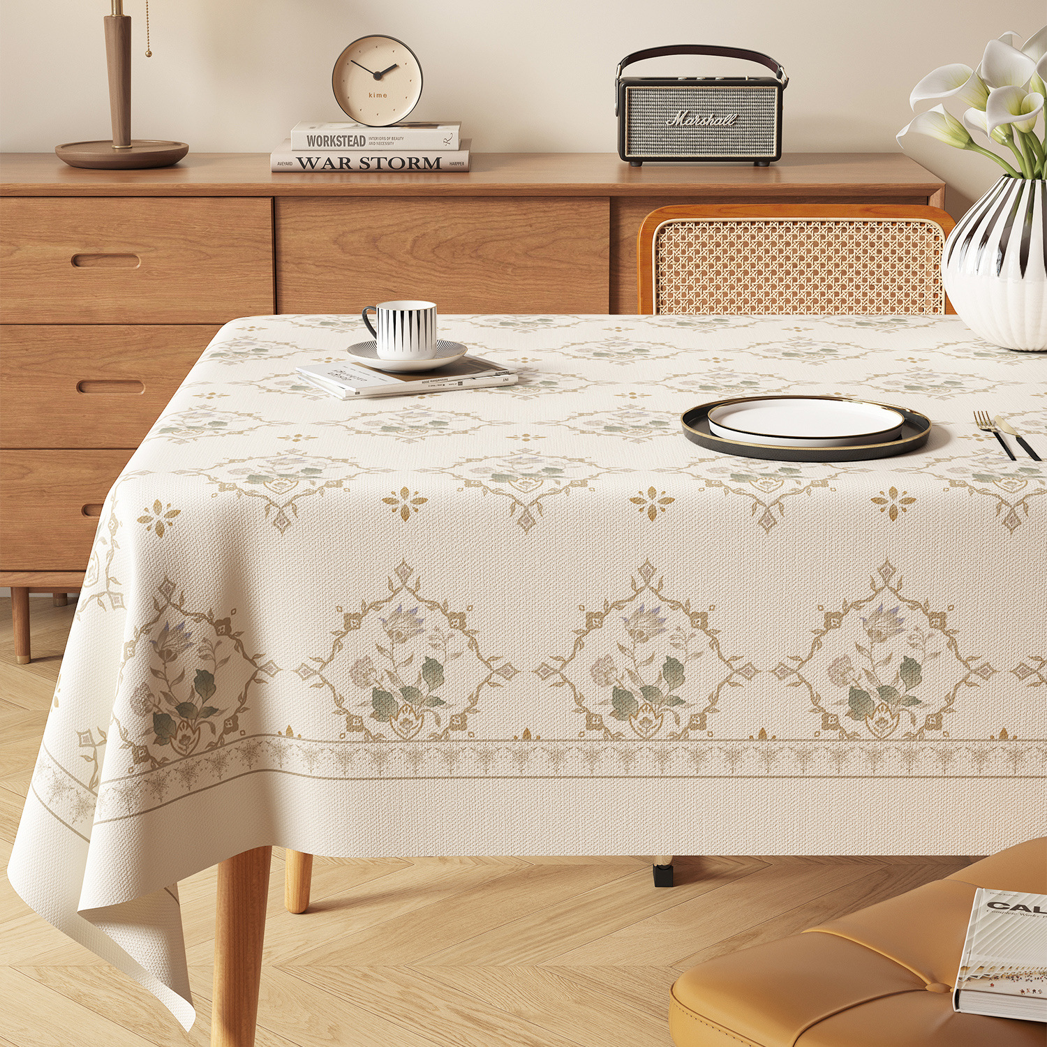 YL-38985 Custom Rectangular Tablecloth Vintage Style, Waterproof, Oil-Proof, and Maintenance-Free - view 5