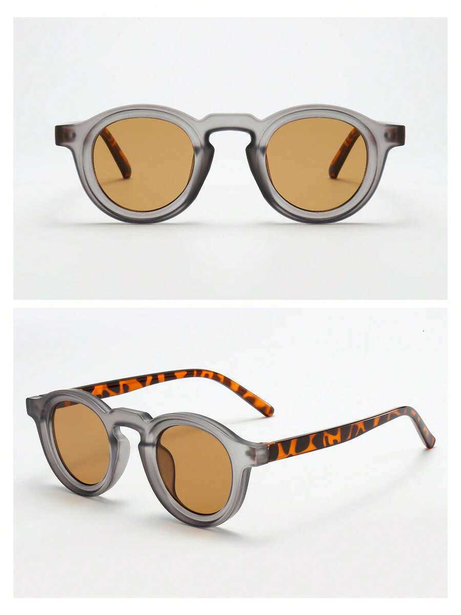 2 Pairs Unisex Retro Round Minimalist Fashion Glasses Suitable For Driving Travel Casual Outdoor Sports Summer Beach Outdoor Activities And Daily Wear - view 4