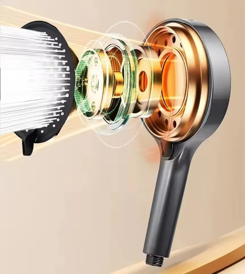7 Mode Adjustable Shower Head Silver Black Large Flow Shower High Pressure Water Saving Showerhead Faucet Bathroom Accessory 260721 - view 5