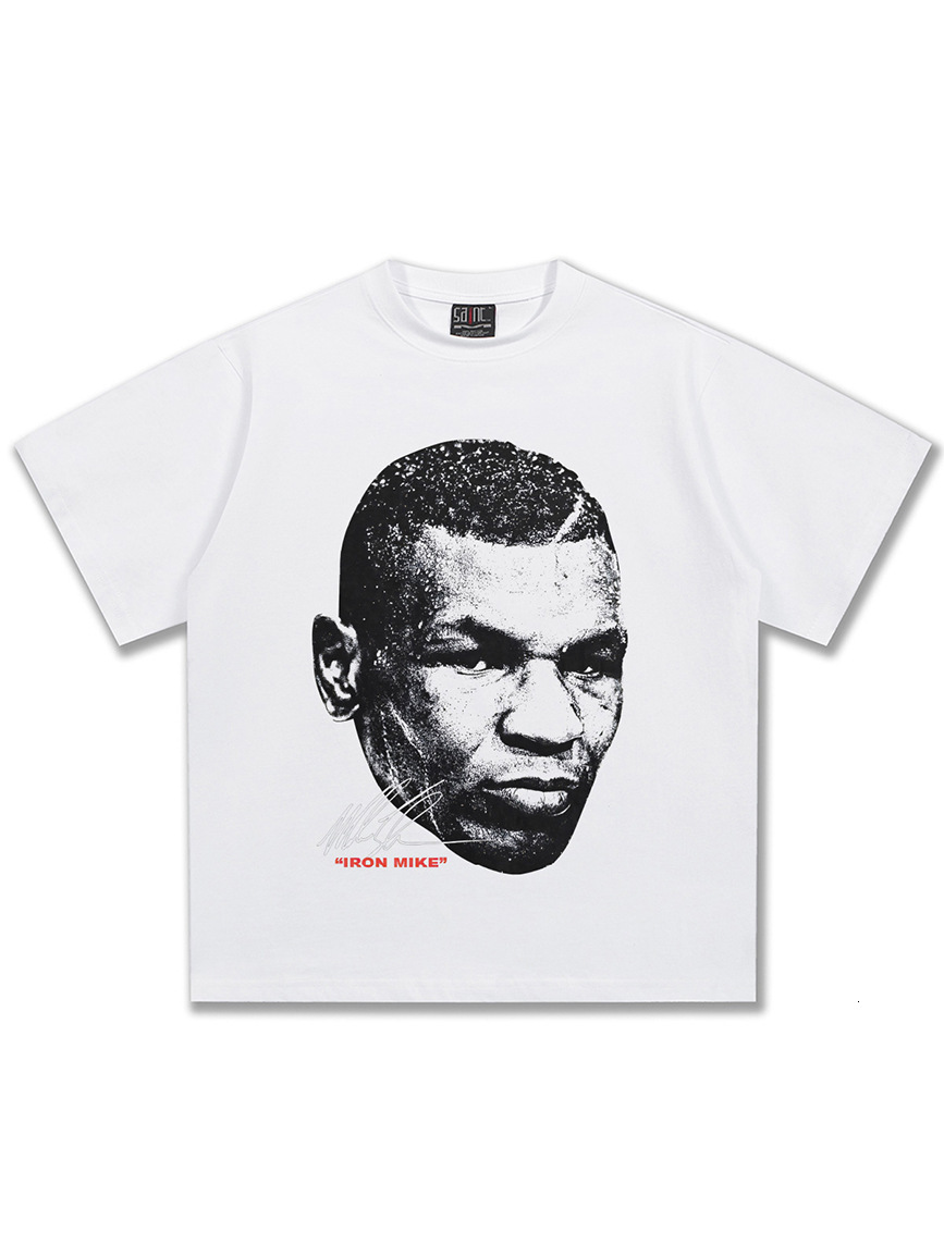 2026 washed T-Shirt Boxing King Washed Vintage Short-Sleeve T-Shirt American Heavyweight Direct Print Small Collar Top for Men Tee - view 4