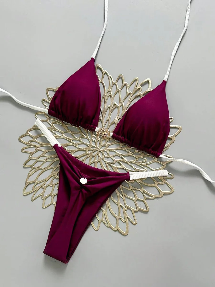 Micro Bikinis 2026 Push Up Women Swimsuits Sexy Swimwear Brazilian Bikini Set Thong Biquini Solid Swimsuit Summer Beachwear 260722BJ