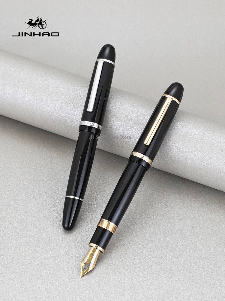 JINHAO X169 Fountain Elegant Black Silver Clip M/F/EF Nib Writing ink Pen pk 9019 X159 P136 School Supplies Stationery 26Y0723 - view 7