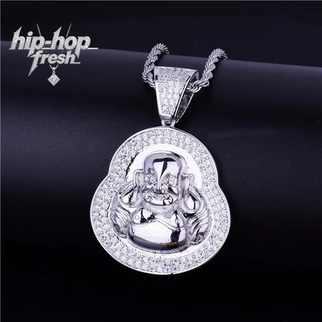 religious Buddha pendant necklace, men's inlaid Moissanite hip-hop trendy jewelry - view 5