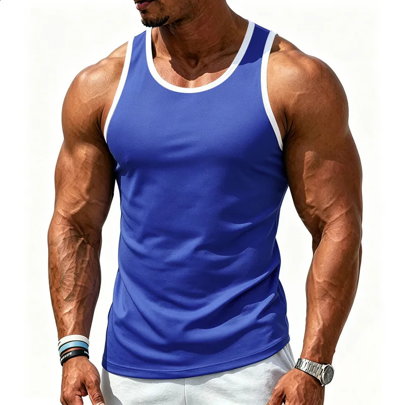 European and American Sports Elastic QuickDrying Contrasting Colors Versatile Loose Gym Fitness Training Vest Men 260715 - view 4