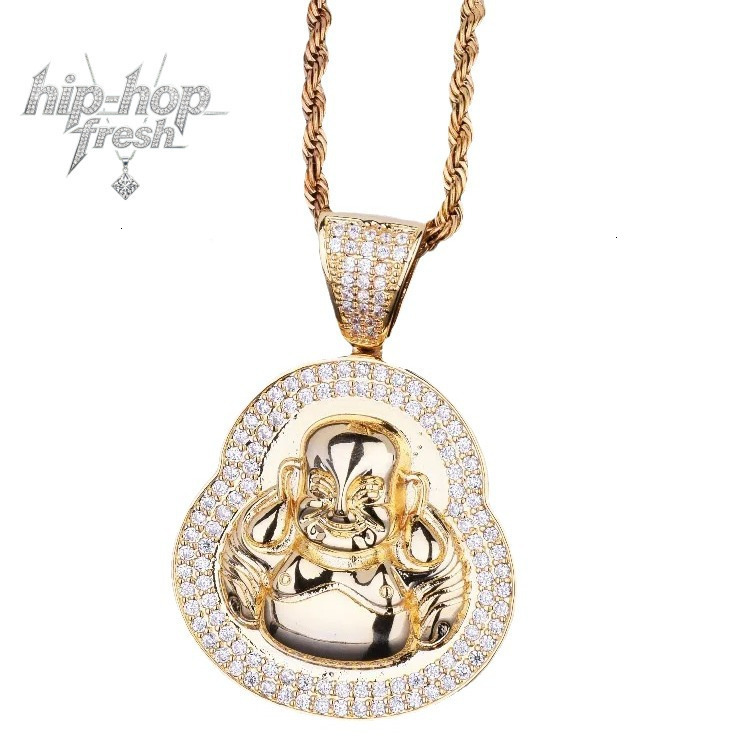 religious Buddha pendant necklace, men's inlaid Moissanite hip-hop trendy jewelry - view 6