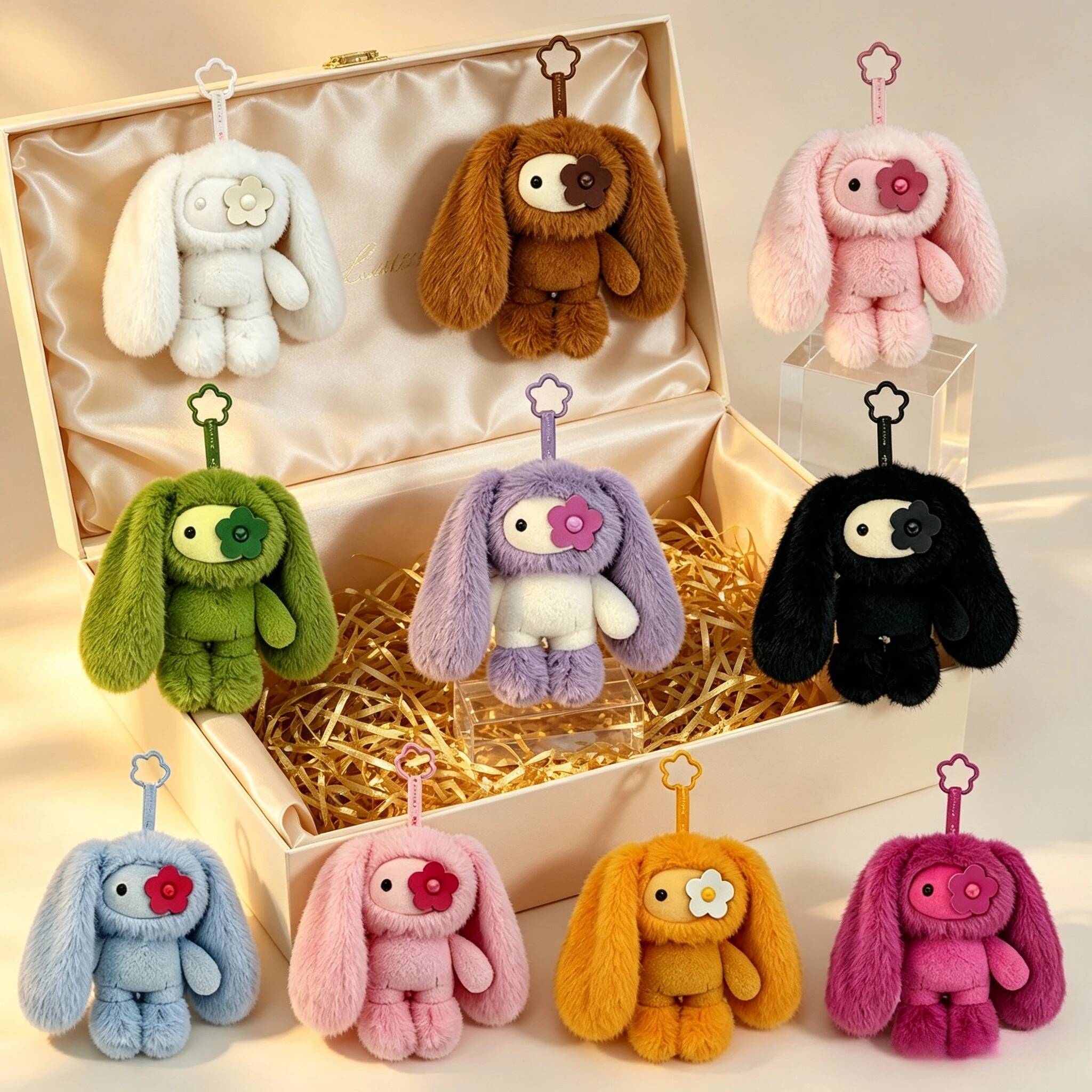 Adorable JUJU Bunny Plush Doll Keychain Long Ear Rabbit Stuffed Toy Bag Pendant Birthday Gift for Girls Friends 26Y0718 - view 5