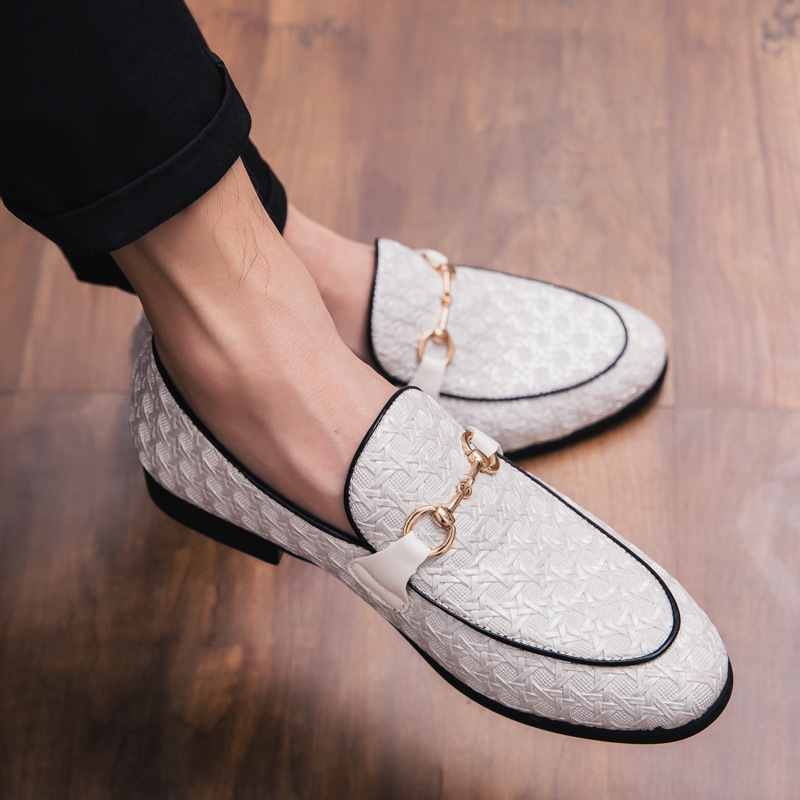 Embossed Texture Horsebit Loafers Slip On Round Toe Flat Dress Shoes Three Colors Black White Wine Red Vintage Business Casual Daily Walking Women Foo - view 4