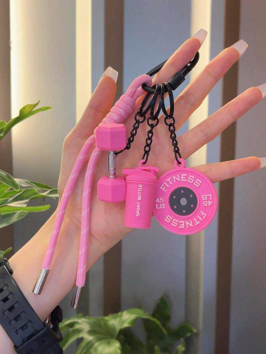 Fitness Keychain Gym Lover Barbell Key Chain Weightlifting Keyring Silicone Weight Plate Gym Gifts Workout Gifts Bag Charm Backpack Charm Car Accessor - view 7