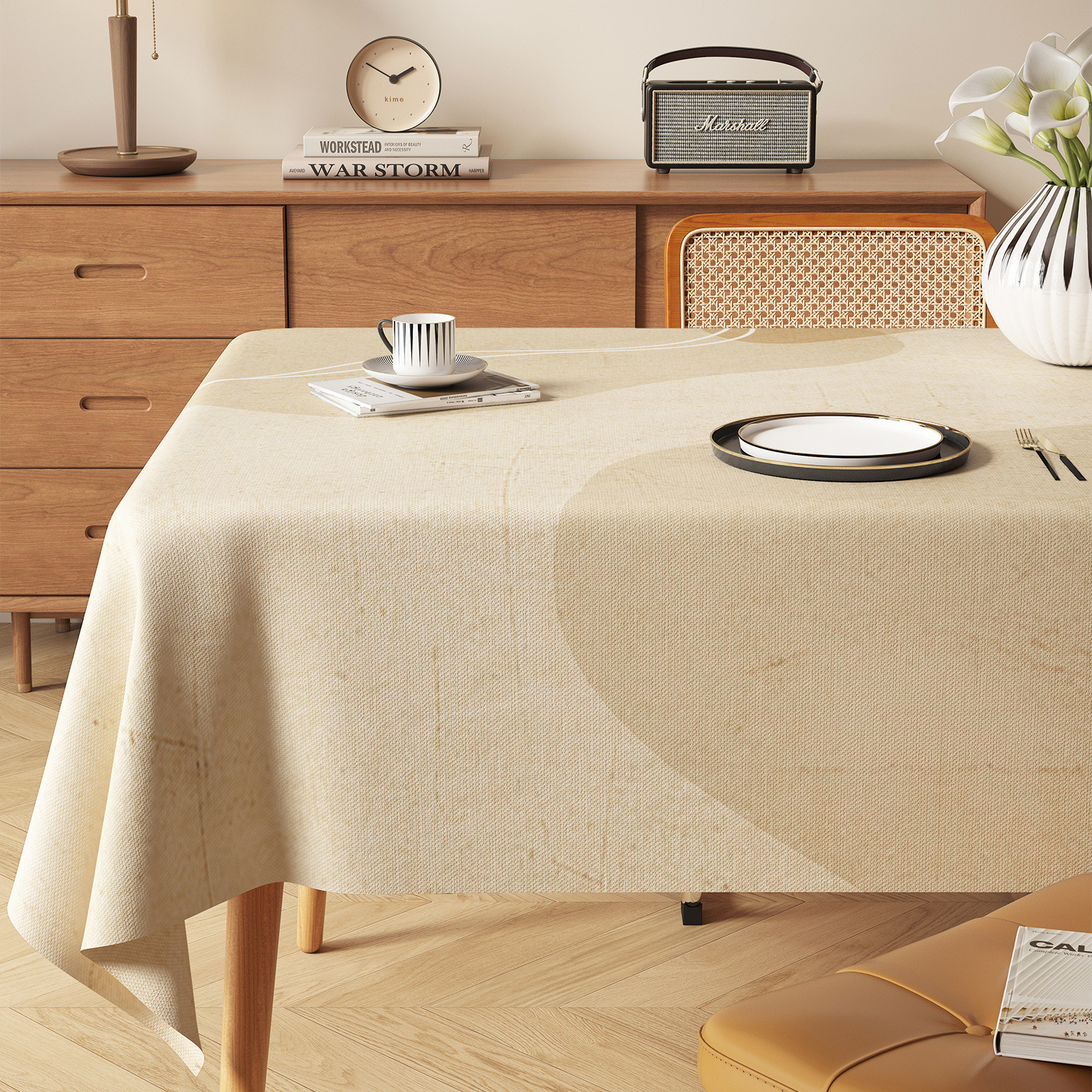 YL-38985 Custom Rectangular Tablecloth Vintage Style, Waterproof, Oil-Proof, and Maintenance-Free - view 4