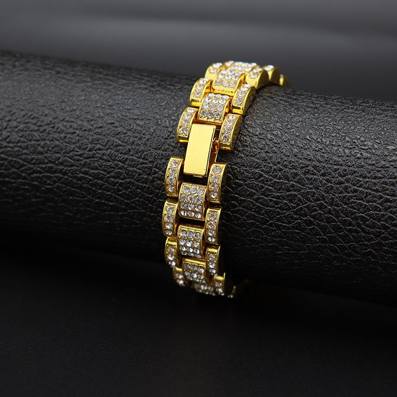 Luxury Iced Out Cuban Link Tank Bracelet for Men Women Hip Hop Rock Style Simulate Diamond Bling Bracelets 18K Gold Silver CZ Crystal Chain HipHop Bra - view 8