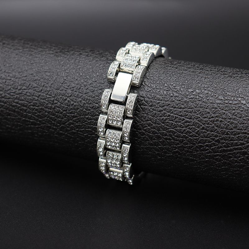 Luxury Iced Out Cuban Link Tank Bracelet for Men Women Hip Hop Rock Style Simulate Diamond Bling Bracelets 18K Gold Silver CZ Crystal Chain HipHop Bra - view 7