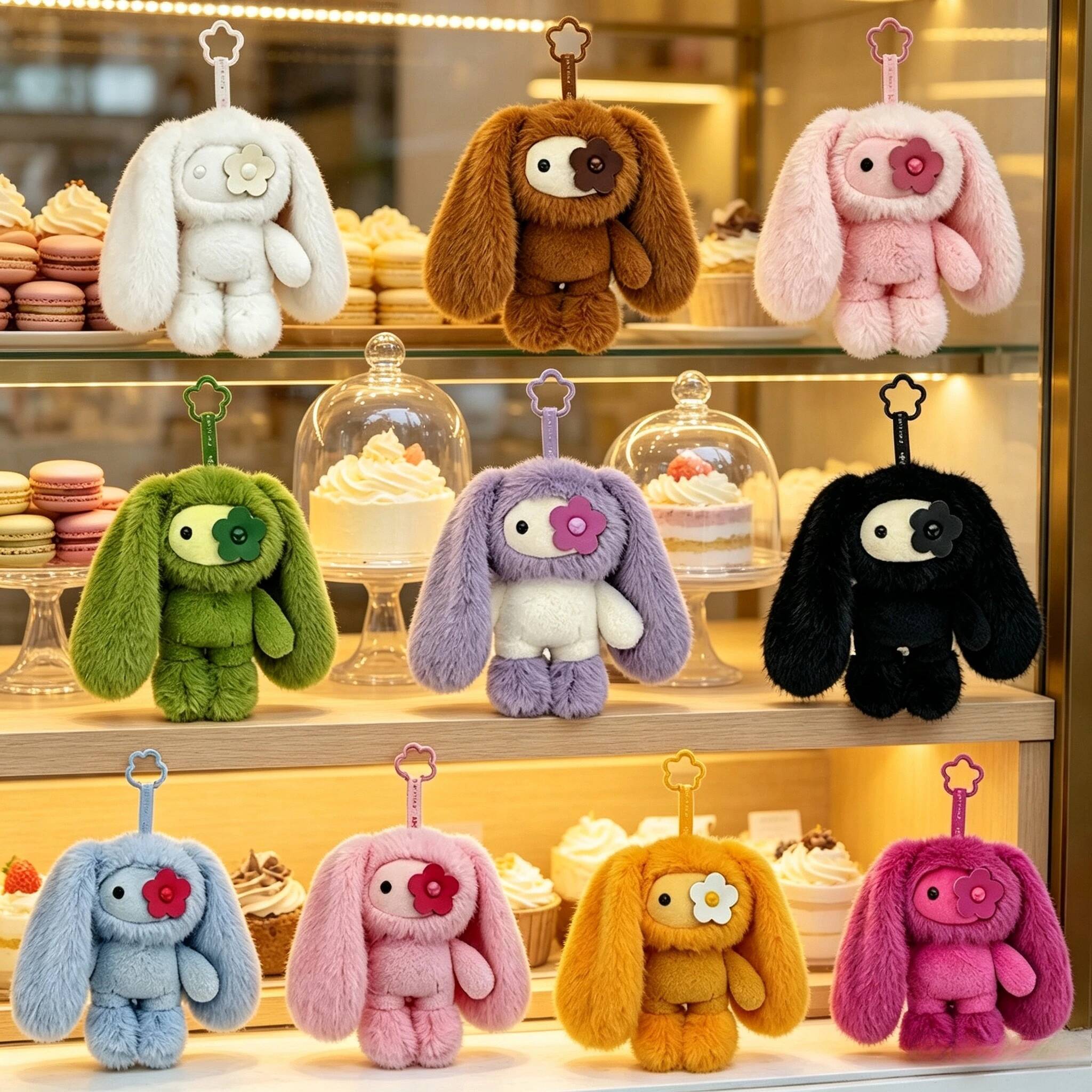Adorable JUJU Bunny Plush Doll Keychain Long Ear Rabbit Stuffed Toy Bag Pendant Birthday Gift for Girls Friends 26Y0718 - view 3