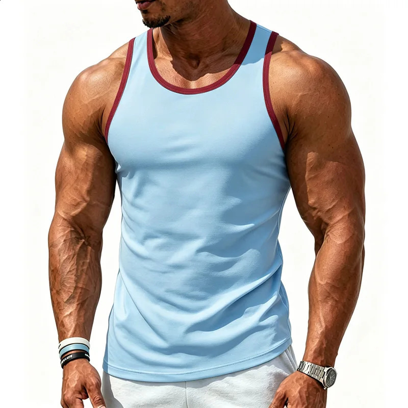 European and American Sports Elastic QuickDrying Contrasting Colors Versatile Loose Gym Fitness Training Vest Men 260715 - view 6