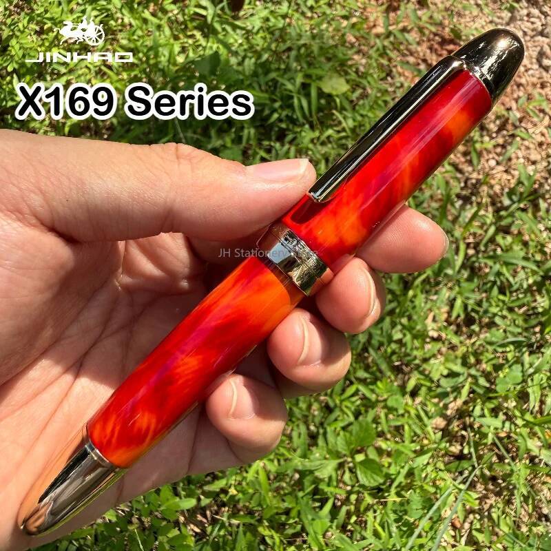 JINHAO X169 Fountain Elegant Black Silver Clip M/F/EF Nib Writing ink Pen pk 9019 X159 P136 School Supplies Stationery 26Y0723