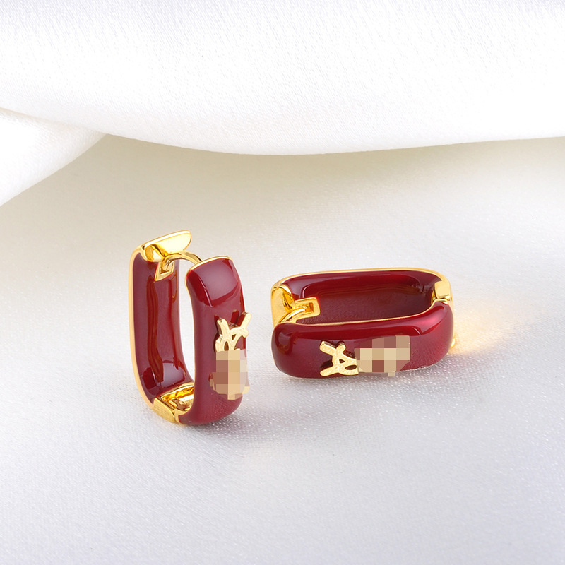 Enamel U-Shaped High-End Vintage Light Luxury Niche Designer Style Hoop Earrings,