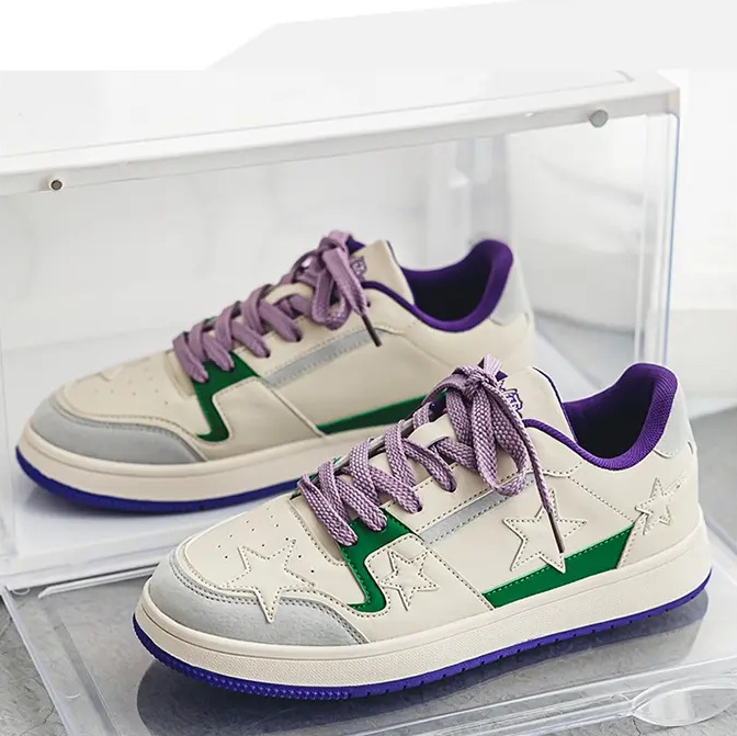 Designer Casual Shoes Men Women Sneaker Star Graphic Skate Shoes Color Block Embossed Upper Lace up Fashion Retro Street Flat Sports Shoes - view 8