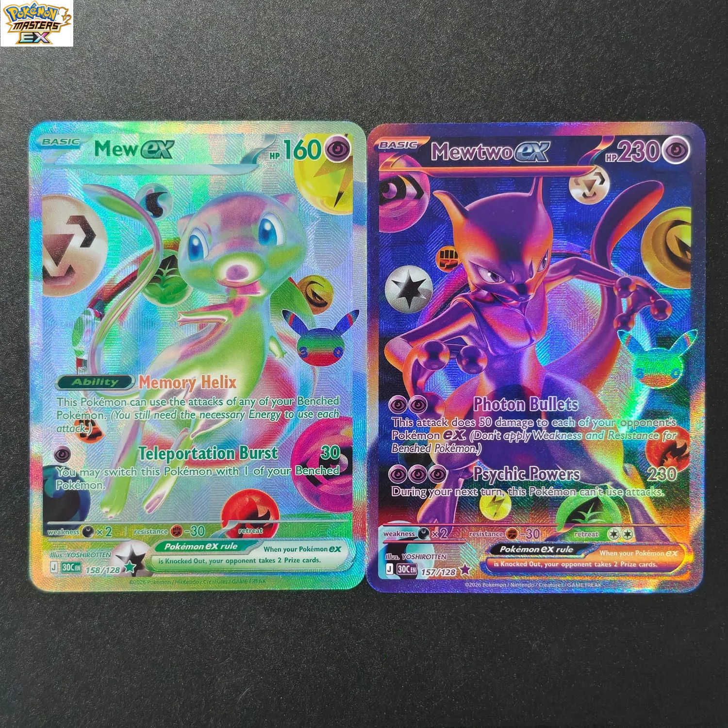Pokmon Cards TCG 30th CELEBRATION Pack 30C Mew Mewtwo 158/128 157/128 FUR English Collection Anime Game Card L260723TCAS - view 3