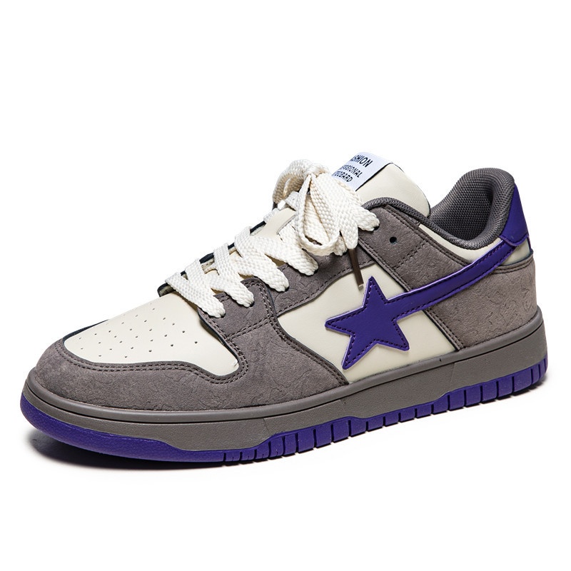 Designer Casual Shoes Men Women Sneaker Star Graphic Skate Shoes Color Block Embossed Upper Lace up Fashion Retro Street Flat Sports Shoes - view 6