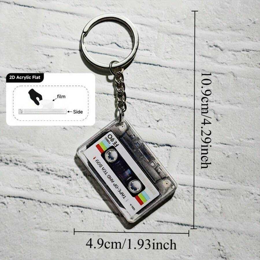 2pcs Retro Music Cassette Tape Keychains N ostalgicM usicB oxD esignC olorfulT apeA rtP atternA crylicM aterialS uitableF orB ackpacksW alletsA ndA cc - view 6