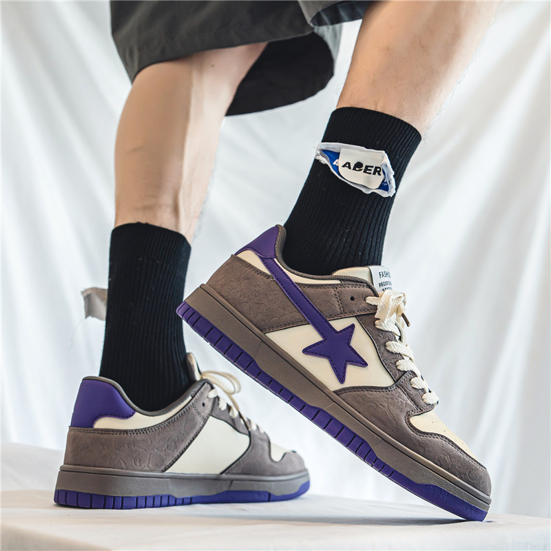 Designer Casual Shoes Men Women Sneaker Star Graphic Skate Shoes Color Block Embossed Upper Lace up Fashion Retro Street Flat Sports Shoes