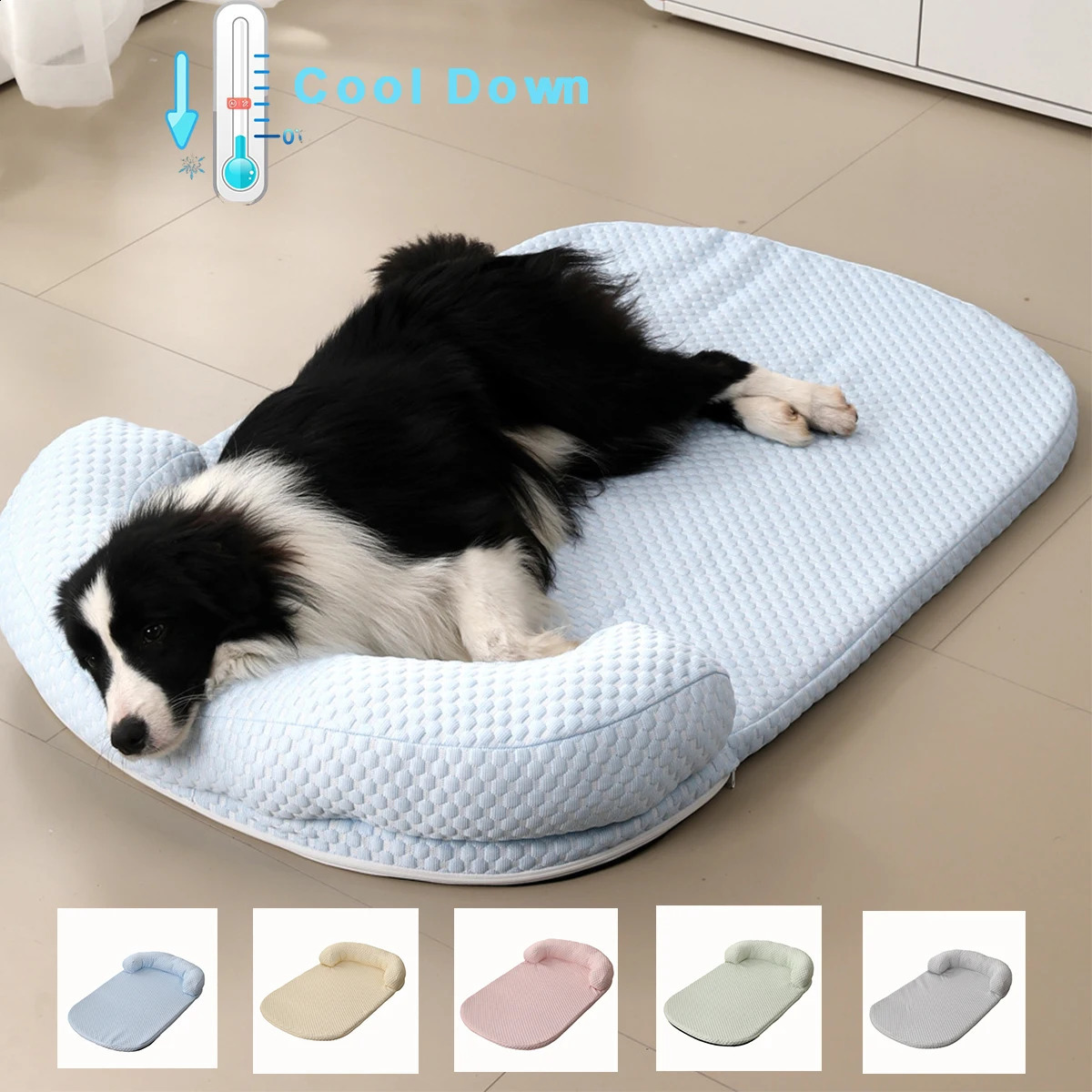 Breathable Spring Summer Cooling Large Dog Bed Atislip Cat with Pillow Ice Silk Fabric for Small Cushion Pet 260723