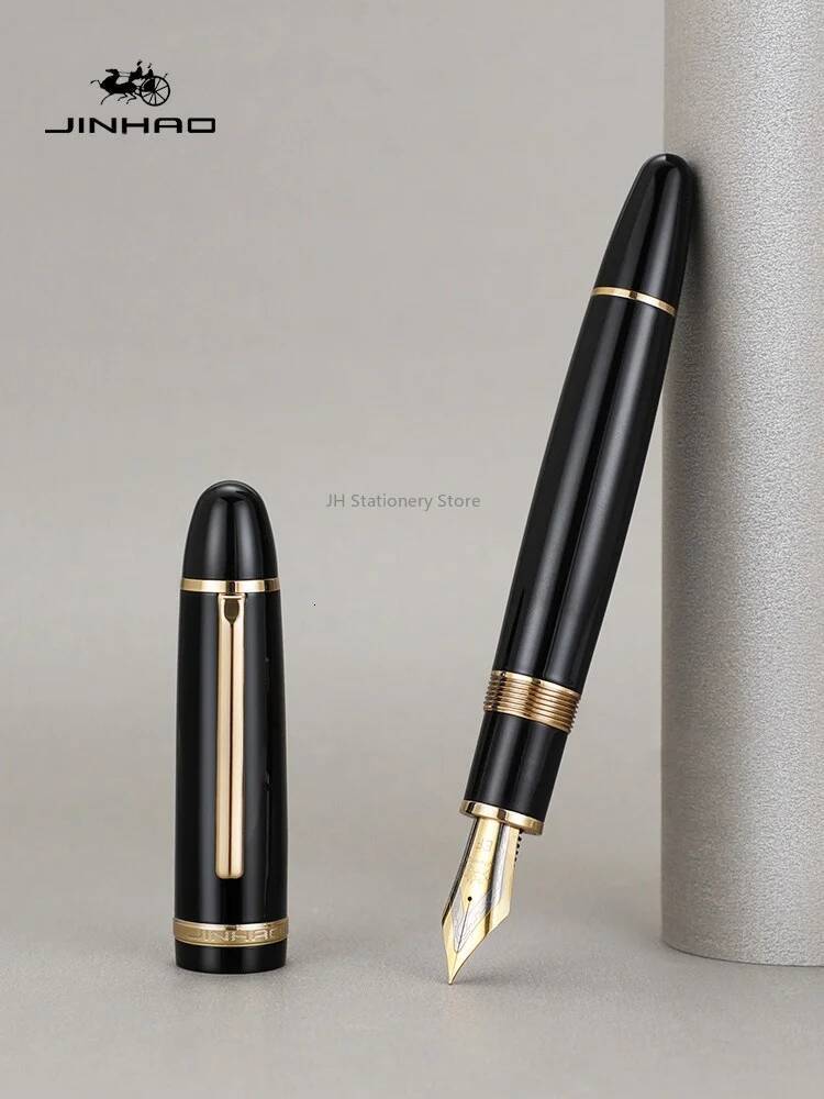 JINHAO X169 Fountain Elegant Black Silver Clip M/F/EF Nib Writing ink Pen pk 9019 X159 P136 School Supplies Stationery 26Y0723 - view 6