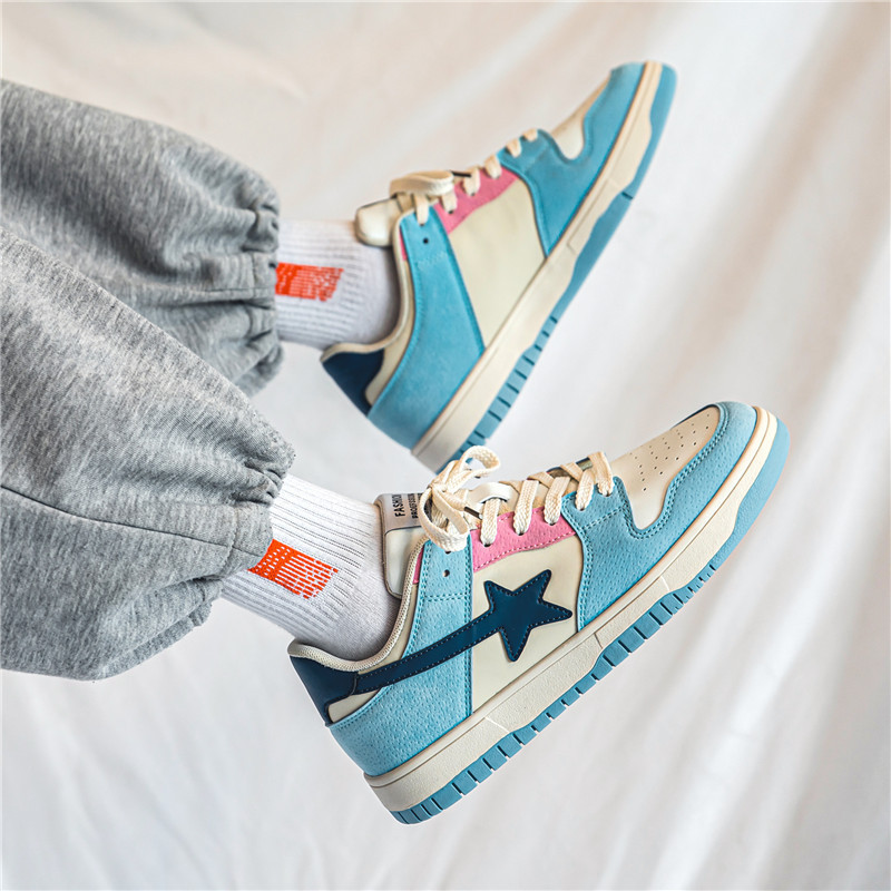 Designer Casual Shoes Men Women Sneaker Star Graphic Skate Shoes Color Block Embossed Upper Lace up Fashion Retro Street Flat Sports Shoes - view 4
