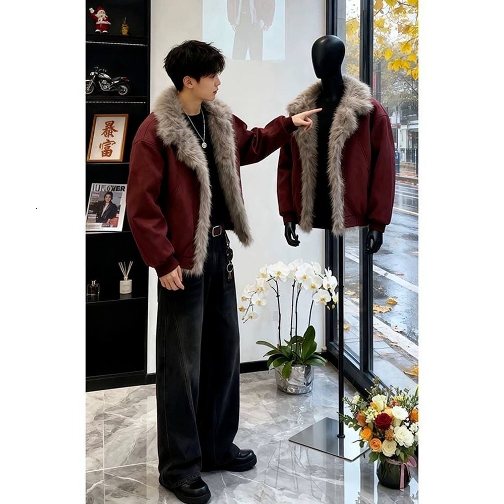 Lamb Wool Jacket For Men, New 2026 Model, Thickened And Fleece-Lined Hooded Coat, Winter Wear, Couple's Cotton Coat - view 5