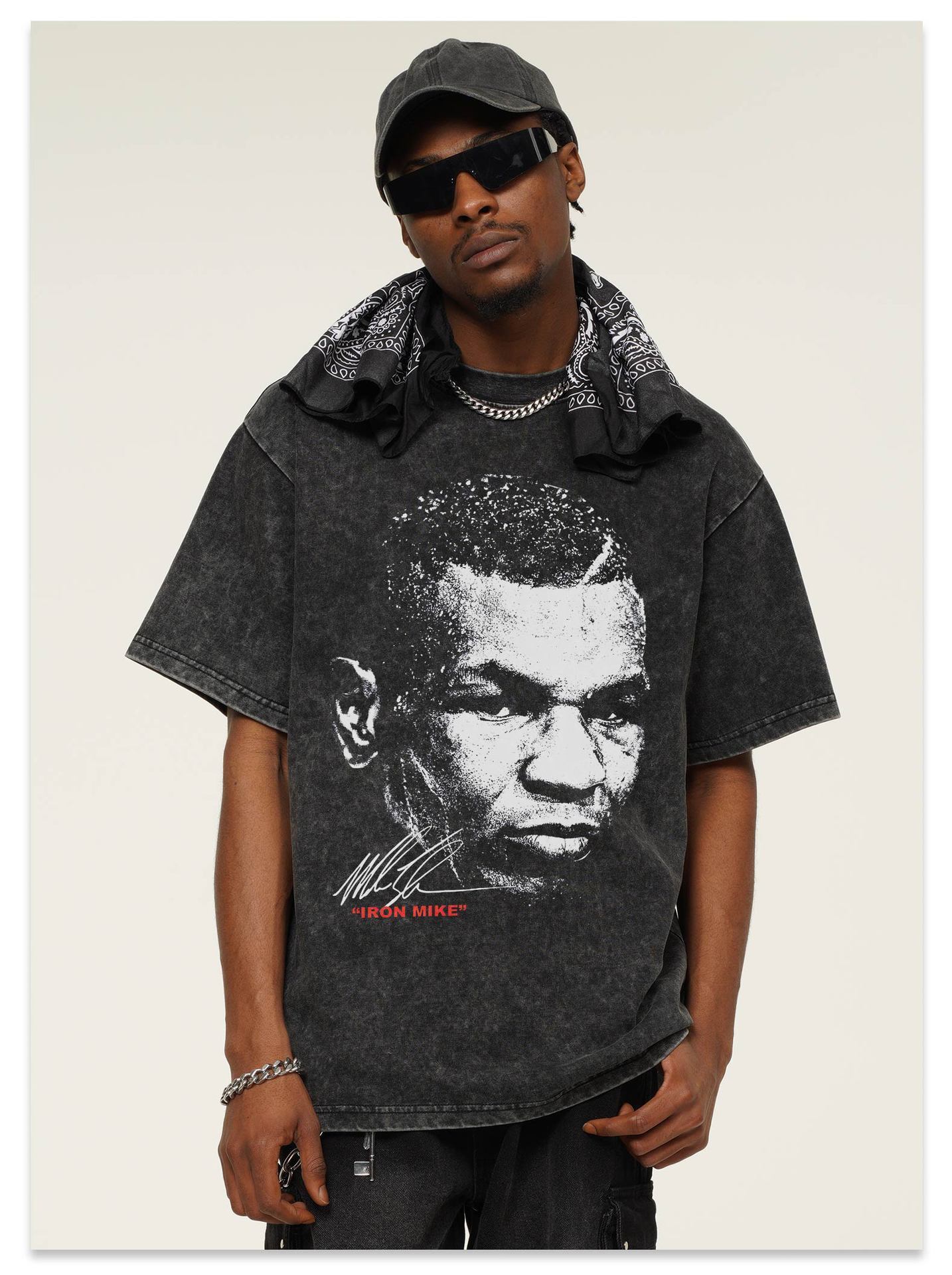 2026 washed T-Shirt Boxing King Washed Vintage Short-Sleeve T-Shirt American Heavyweight Direct Print Small Collar Top for Men Tee - view 8