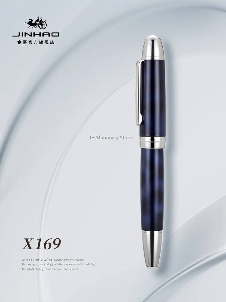 JINHAO X169 Fountain Elegant Black Silver Clip M/F/EF Nib Writing ink Pen pk 9019 X159 P136 School Supplies Stationery 26Y0723 - view 3