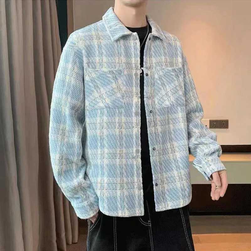 Woolen Mens Spring/Autumn/Winter Tweed Slim Fit Collarless Jacket with Color Blocking Design for a Youthful LookT260722 - view 6