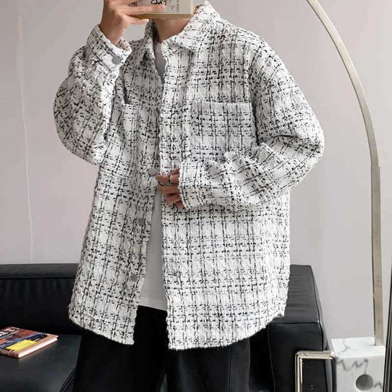 Woolen Mens Spring/Autumn/Winter Tweed Slim Fit Collarless Jacket with Color Blocking Design for a Youthful LookT260722 - view 4