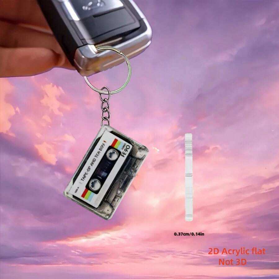 2pcs Retro Music Cassette Tape Keychains N ostalgicM usicB oxD esignC olorfulT apeA rtP atternA crylicM aterialS uitableF orB ackpacksW alletsA ndA cc - view 8