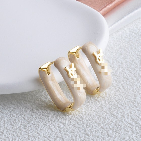 Enamel U-Shaped High-End Vintage Light Luxury Niche Designer Style Hoop Earrings, - view 5