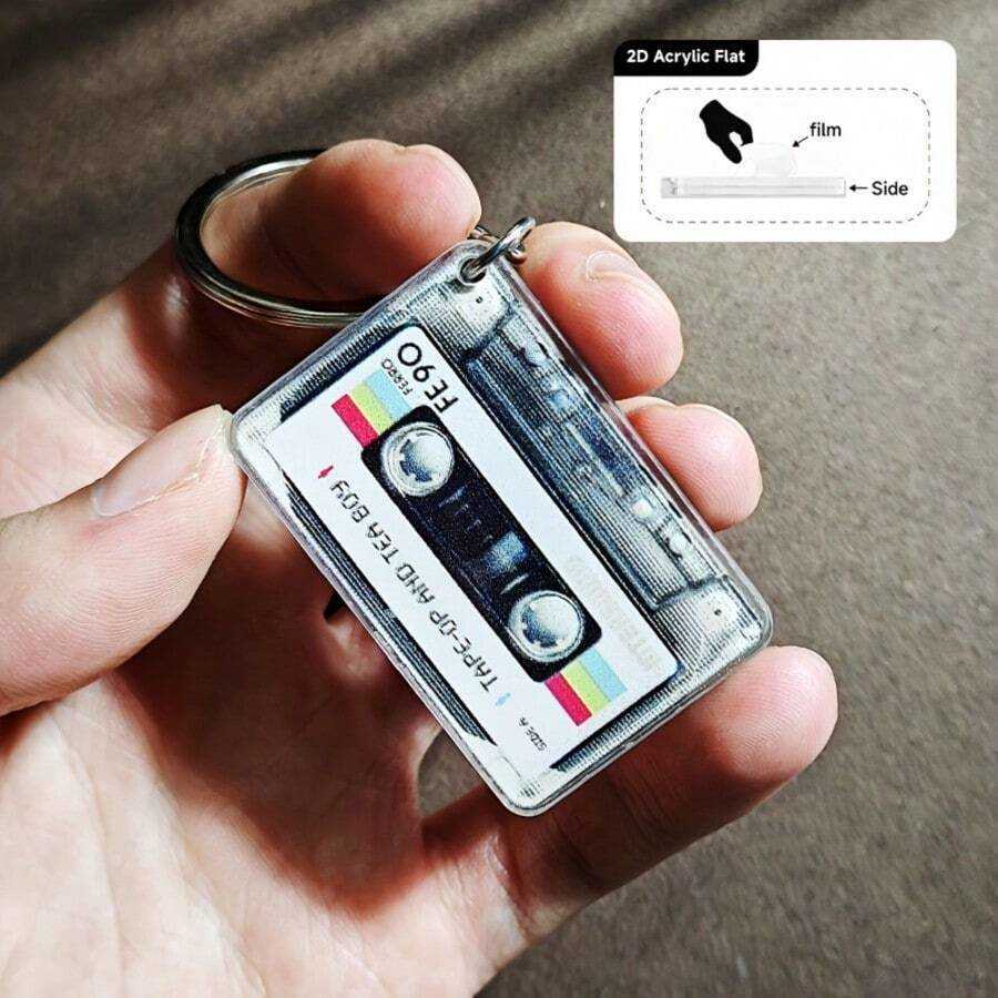 2pcs Retro Music Cassette Tape Keychains N ostalgicM usicB oxD esignC olorfulT apeA rtP atternA crylicM aterialS uitableF orB ackpacksW alletsA ndA cc - view 3