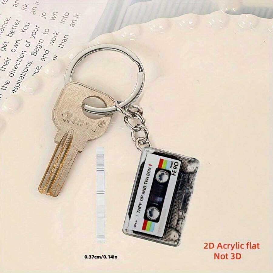 2pcs Retro Music Cassette Tape Keychains N ostalgicM usicB oxD esignC olorfulT apeA rtP atternA crylicM aterialS uitableF orB ackpacksW alletsA ndA cc - view 7