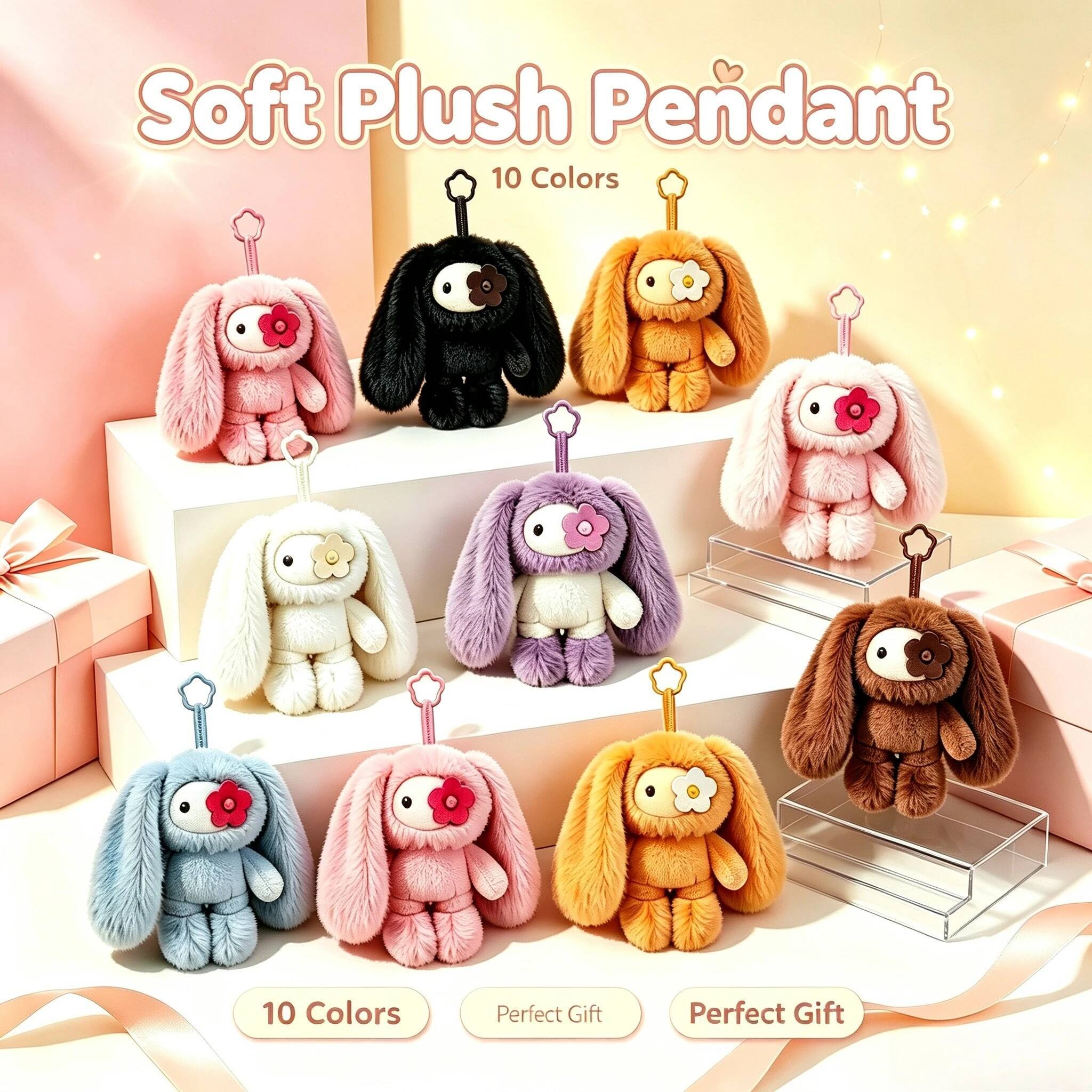 Adorable JUJU Bunny Plush Doll Keychain Long Ear Rabbit Stuffed Toy Bag Pendant Birthday Gift for Girls Friends 26Y0718 - view 6