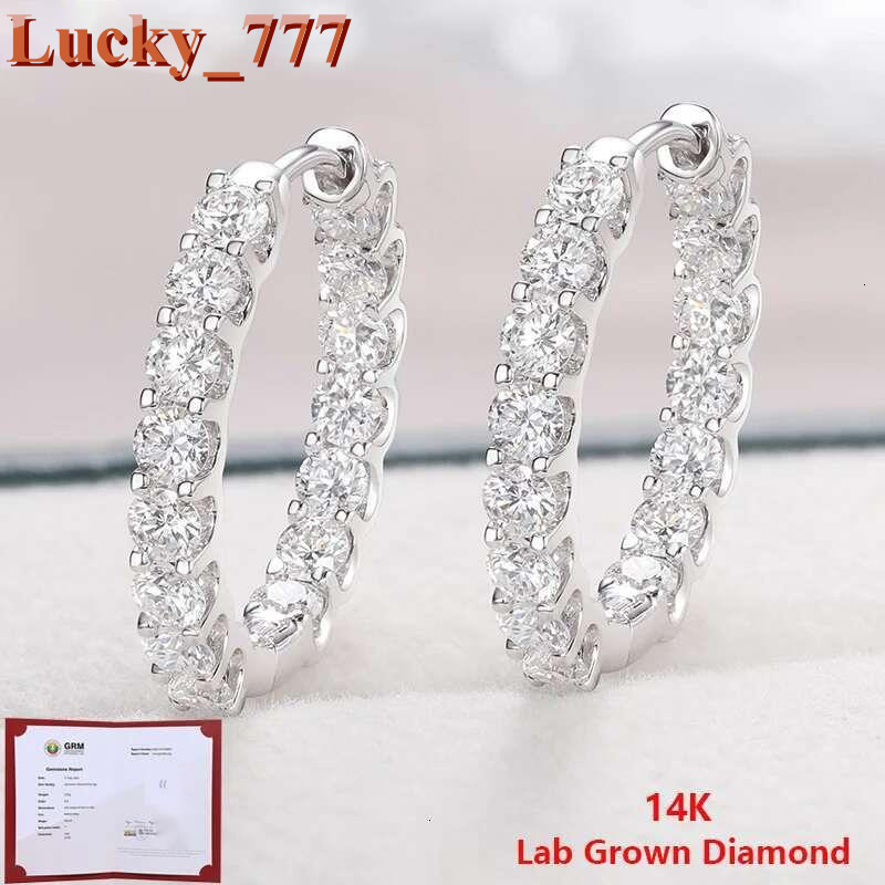 Luxury VVS Lab Grown Diamond Huggie Stud Earrings For Women Men 14K Solid Gold Hoop Earring Jewelry Party Gifts GRM Certified - view 3